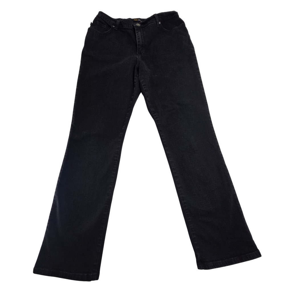 Lee Relaxed Fit‎ Straight Leg Black Jeans Womens Size 12 Medium 3051884 Stretch